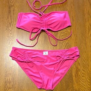 Shade & Shore L/XL Vibrant Pink Bikini Top